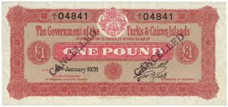 Turks and Caicos Islands 1 Pound, 1928 obverse