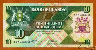Uganda 10 Shillings, 1987 image