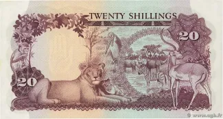 Uganda 20 Shillings, 1966 reverse