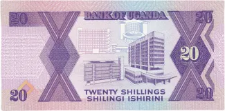 Uganda 20 Shillings, 1987-1988 reverse