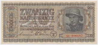 Ukraine 20 Karbowanez, 1942 image