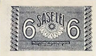 Ukraine 6 Lei, 1941-1944 reverse