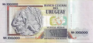 Uruguay 100.000 Nuevos Pesos, 1991 reverse
