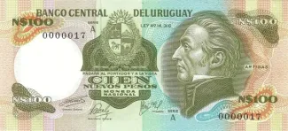 Uruguay 100 Nuevos Pesos, 1975 obverse