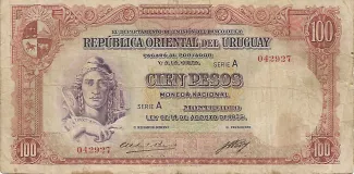 Uruguay 100 Pesos, 1937 image