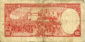 Uruguay 100 Pesos, 1967 reverse