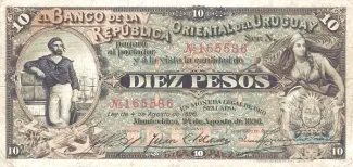 Uruguay 10 Pesos, 1896 image