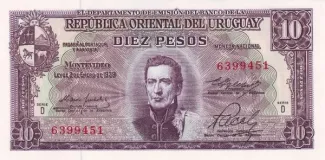 Uruguay 10 Pesos, 1967 image
