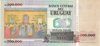 Uruguay 200.000 Nuevos Pesos, 1992 reverse