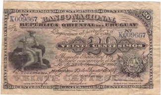 Uruguay 20 Centésimos, 1887 image