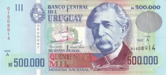 Uruguay 500.000 Nuevos Pesos, 1992 obverse