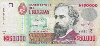 Uruguay 50.000 Nuevos Pesos, 1989-1991 obverse