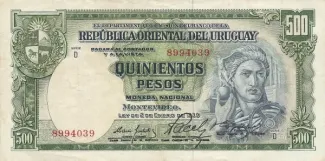 Uruguay 500 Pesos, 1967 image
