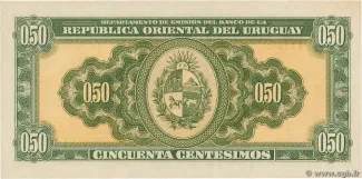 Uruguay 50 Centésimos, 1966 reverse