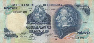 Uruguay 50 Nuevos Pesos, 1975 obverse