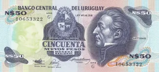 Uruguay 50 Nuevos Pesos, 1988-1989 obverse