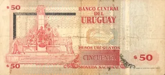 Uruguay 50 Pesos Uruguayos, 1994-2000 reverse