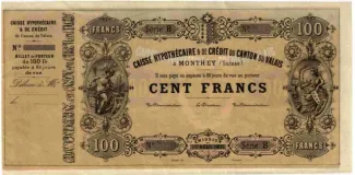 Valais 100 Francs, 1871
