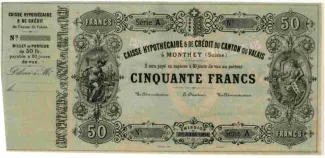 Valais 50 Francs, 1871