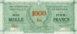 Vanuatu 1.000 Francs, 1943
