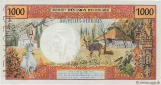 Vanuatu 1.000 Francs, 1967-1971 reverse