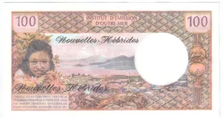 Vanuatu 100 Francs, 1970-1977 reverse