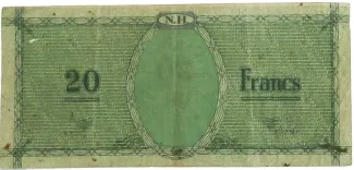 Vanuatu 20 Francs, 1943 reverse