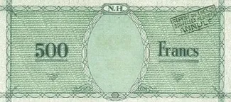 Vanuatu 500 Francs, 1943 reverse