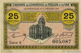 Var, Department of 25 Centimes, 1921 reverse