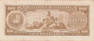 Venezuela 100 Bolivares, 1953 reverse