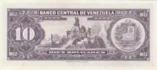 Venezuela 10 Bolivares, 1963-1970 reverse
