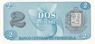 Venezuela 2 Bolivares, 1989 reverse