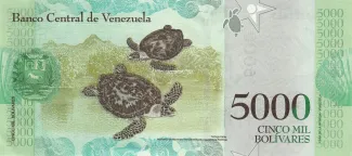 Venezuela 5.000 Bolivares, 2016-2017 reverse