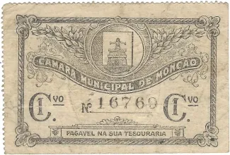 Viana do Castelo, District of 1 Centavo,  obverse
