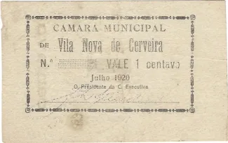 Viana do Castelo, District of 1 Centavo, 1920 obverse