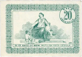 Viana do Castelo, District of 20 Centavos, 1917-1922 reverse