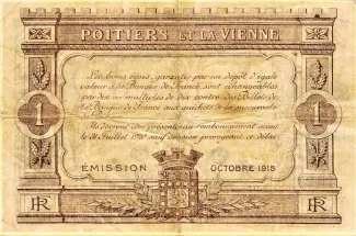 Vienne, Department of 1 Franc, 1915 reverse
