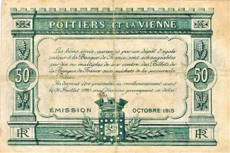 Vienne, Department of 50 Centimes, 1915 reverse