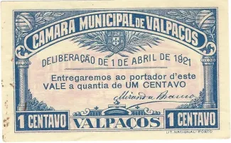 Vila Real, District of 1 Centavo, 1921 obverse