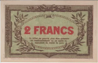 Vosges, Department of 2 Francs, 1917 reverse