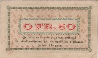 Vosges, Department of 50 Centimes, 1915 reverse