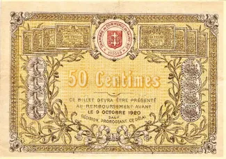 Vosges, Department of 50 Centimes, 1915-1918 reverse