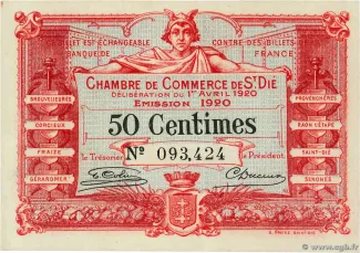 Vosges, Department of 50 Centimes, 1920 image