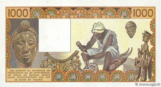 Western African States 1.000 Francs, 1981-1990 reverse