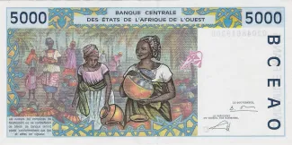 Western African States 5.000 Francs, 1992-2003 reverse