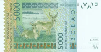 Western African States 5.000 Francs, 2003-2024 reverse