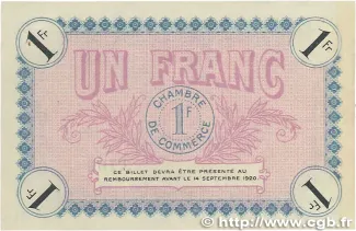Yonne, Department of 1 Franc, 1915-1917 reverse