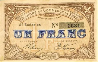 Yonne, Department of 1 Franc, 1916 image
