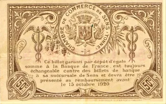 Yonne, Department of 50 Centimes, 1916 reverse