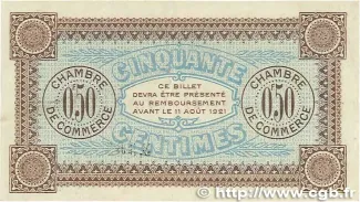 Yonne, Department of 50 Centimes, 1916-1917 reverse